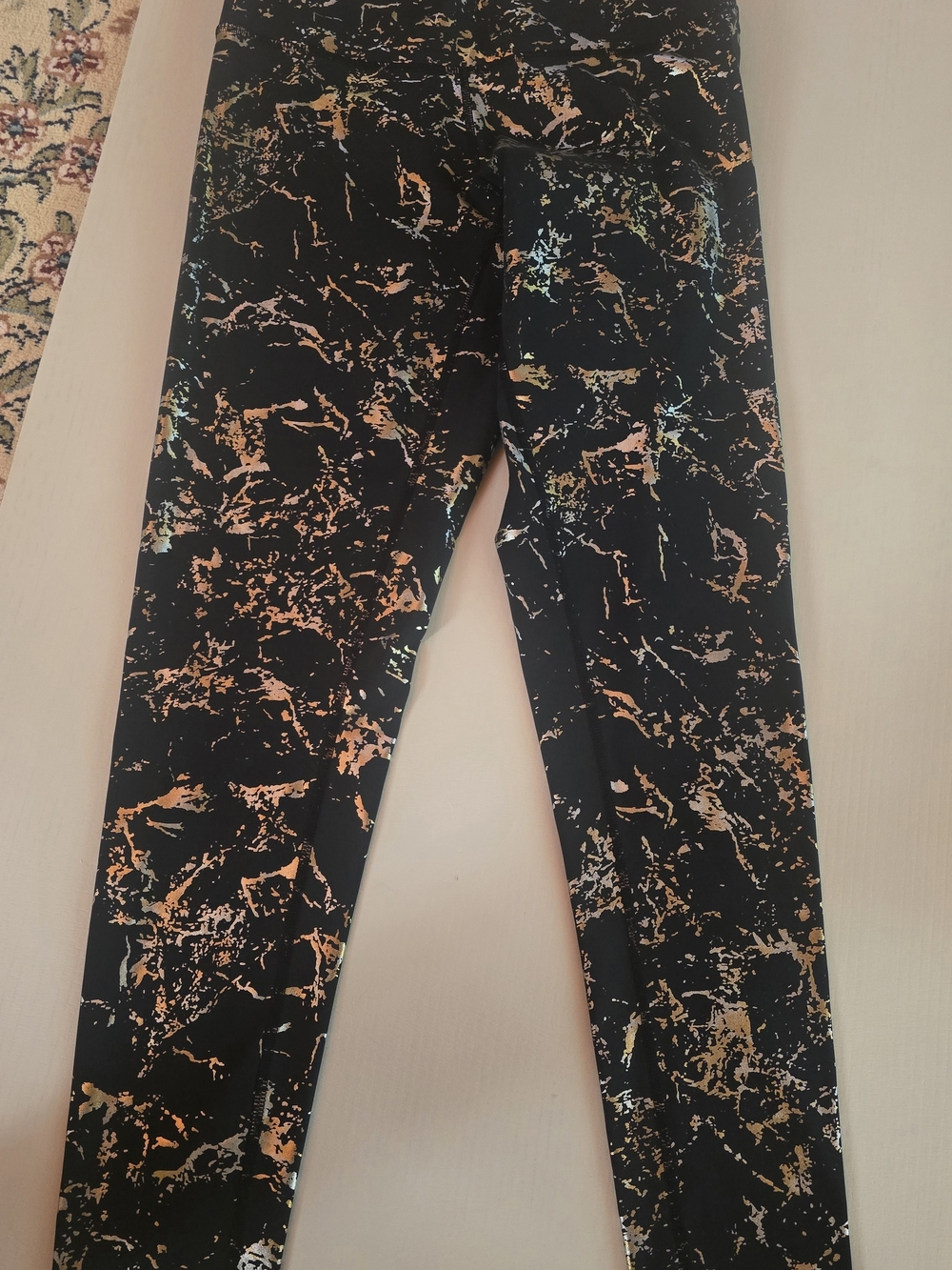 DYI Black Leggings with Silver/gold Marble Print